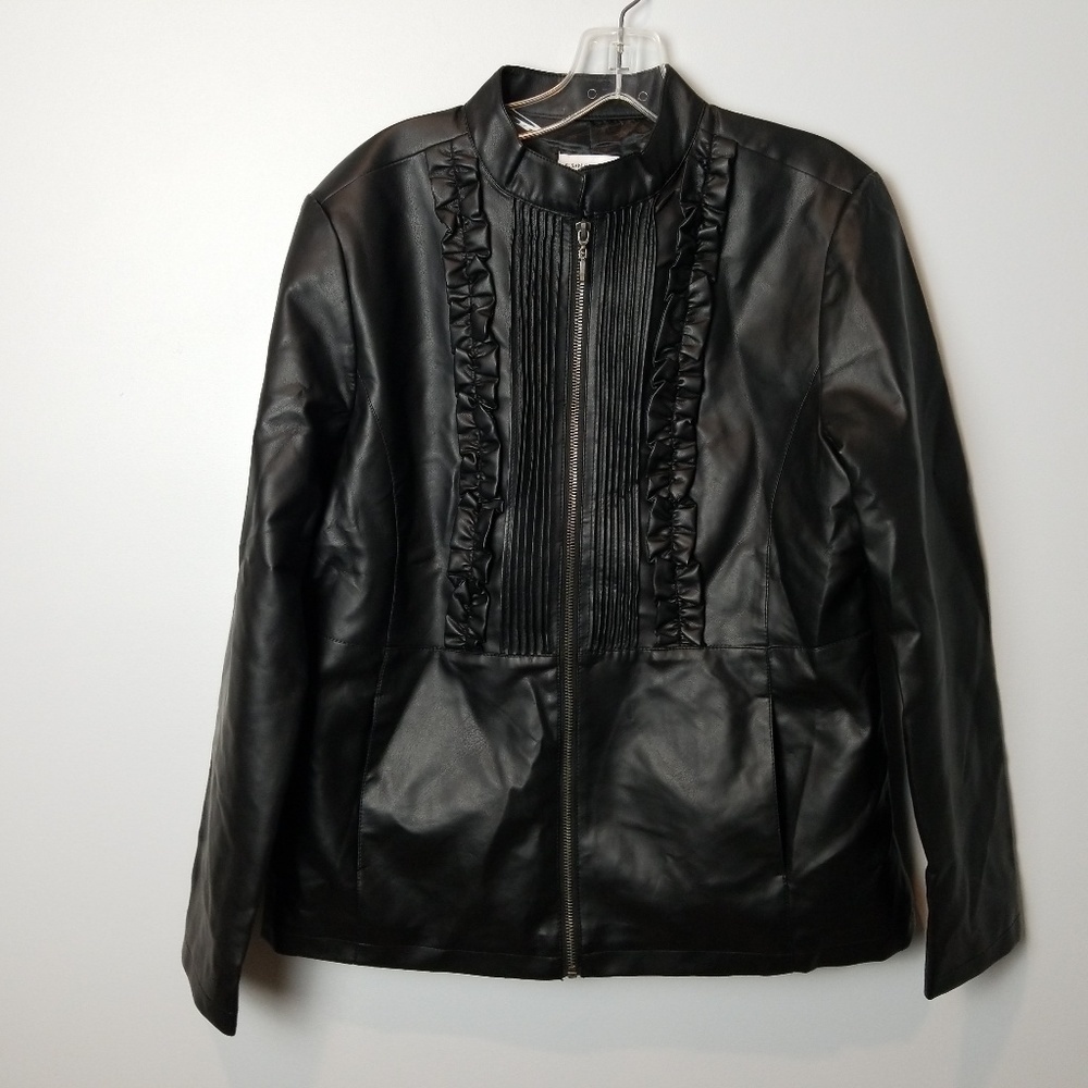 Susan Graver Vegan Leather Jacket Black
